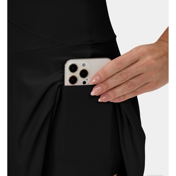 Halara SoftlyZero Flare Tennis Skirt Sz 2XL Black Crossover 2-in-1 Side Pocket C - Picture 12 of 16